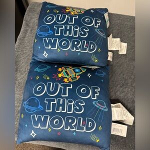 Comfort Bay Kids Space-Themed Pillow Set - Blue and Multicolor